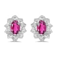 thumbnail image 1 of 10k White Gold Oval Pink Topaz And Diamond Earrings, 1 of 1