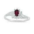 thumbnail image 1 of 10k White Gold Oval Rhodolite Garnet And Diamond Satin Finish Ring, 1 of 6