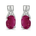thumbnail image 1 of 10k White Gold Oval Ruby And Diamond Earrings, 1 of 2