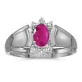 thumbnail image 1 of 10k White Gold Oval Ruby And Diamond Ring, 1 of 2