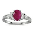 thumbnail image 1 of 10k White Gold Oval Ruby And Diamond Ring, 1 of 2