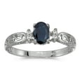 thumbnail image 1 of 10k White Gold Oval Sapphire And Diamond Ring, 1 of 2