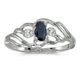 thumbnail image 1 of 10k White Gold Oval Sapphire And Diamond Ring, 1 of 2