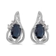 thumbnail image 1 of 10k White Gold Oval Sapphire And Diamond Teardrop Earrings, 1 of 2