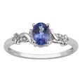 thumbnail image 1 of 10k White Gold Oval Tanzanite and Braided Diamond Accent Ring, 1 of 5