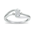thumbnail image 1 of 10k White Gold Oval White Topaz And Diamond Wave Ring, 1 of 6