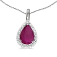 thumbnail image 1 of 10k White Gold Pear Ruby Pendant with 18" Chain, 1 of 3