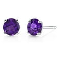 thumbnail image 1 of 10k White Gold Plated 1/2 Carat Round Created Amethyst Sapphire Stud Earrings, 1 of 2