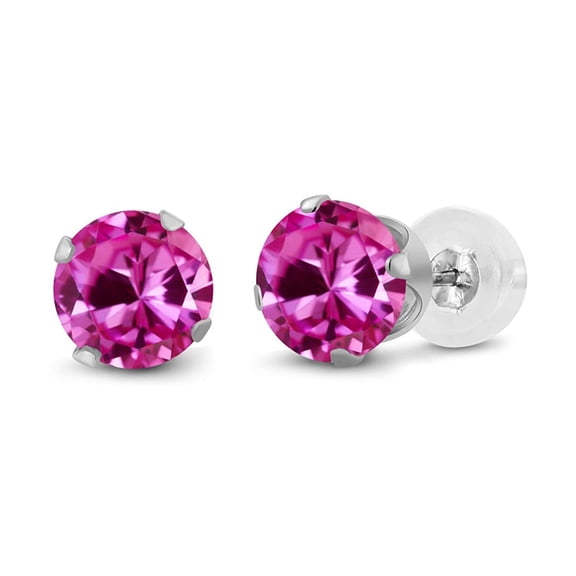 PJ Jewelry Round Pink Sapphire Stud Earrings, 4 ct