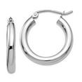 thumbnail image 1 of 10k White Gold Polished 3mm Lightweight Tube Hoop Earrings 20mm Long 3mm Thick Hoop Earring for Women, 1 of 2