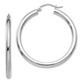 thumbnail image 1 of 10k White Gold Polished 3mm Lightweight Tube Hoop Earrings 35mm Long 3mm Thick Hoop Earring for Women, 1 of 2