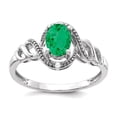 thumbnail image 1 of 10k White Gold Polished Emerald Diamond Ring Size 7.00 Ring for Women - .02 dwt .66 cwt, 1 of 2