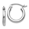 thumbnail image 1 of 10k White Gold Polished Hollow tube Hinged post 2mm Round Hoop Earrings 9x12.17mm Wide 2mm Thick Hoop Earring for Women, 1 of 2