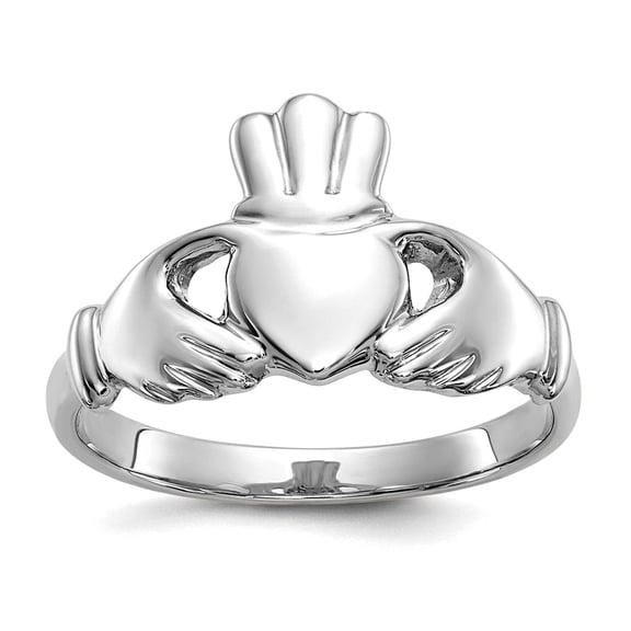 10k White Gold Polished Irish Claddagh Celtic Trinity Knot Ring Size 7 Ring for Women - 2.6 Grams