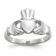 PRIMAL GOLD 10k White Gold Polished Irish Claddagh Celtic Trinity Knot Ring Size 7 Jewelry for Women - 2.6 Grams