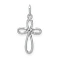 thumbnail image 1 of 10k White Gold Polished Small Ribbon Cross Pendant, 1 of 3