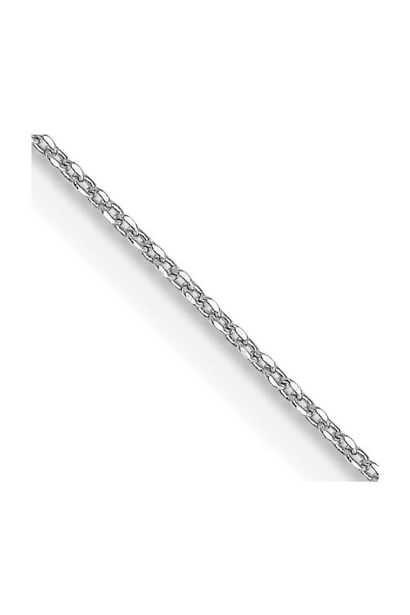 10k White Gold Polished Spring Ring .5mm Solid Sparkle Cut Cable Chain Necklace 16 Inch - Chain Necklace for Women and M