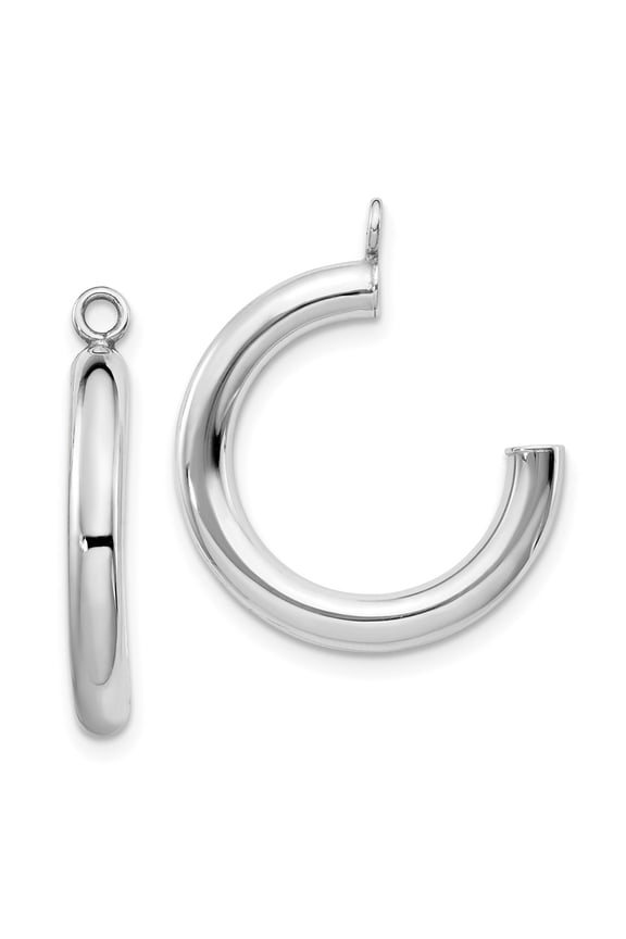 10k White Gold Polished Tube Hoop Earring Jackets