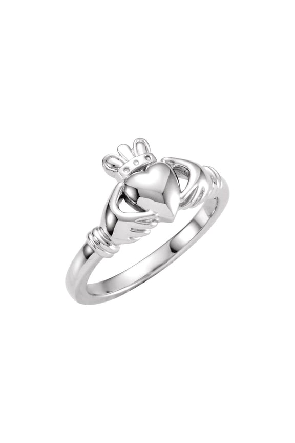 10k White Gold Polished Irish Claddagh Celtic Trinity Knot Ring Size 5 Ring for Women - 2.7 Grams