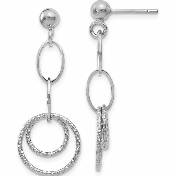 10k White Gold Post Dangle Earrings (32x13)