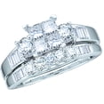 thumbnail image 1 of 10k White Gold Princess Diamond Womens Size 10 Wedding Bridal Ring Set 1.00 Cttw, 1 of 1