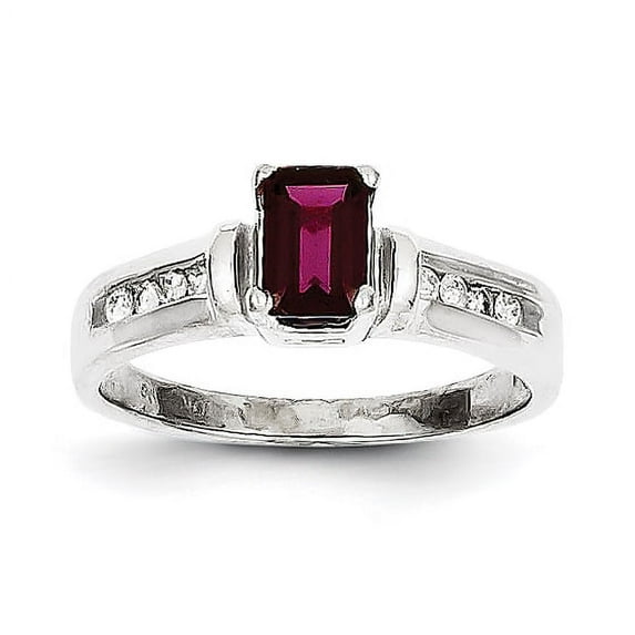 10k White Gold Rhodolite Garnet & .08ct Diamond Ring 10X61