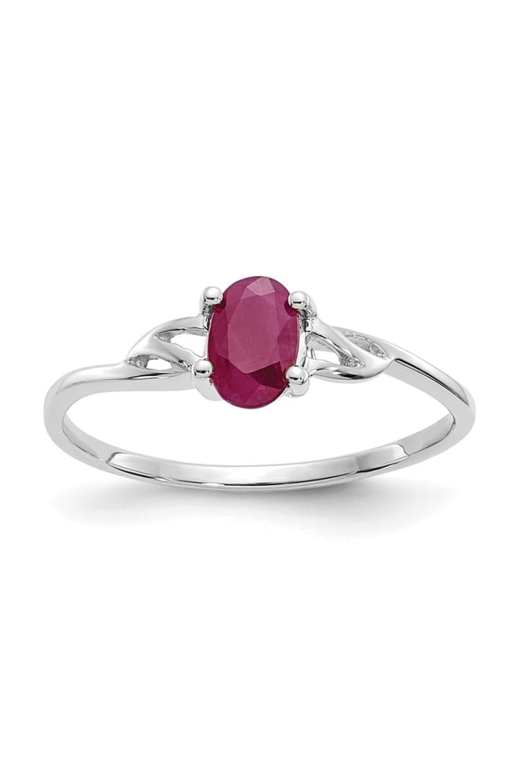 10k White Gold Ring with Stones July Ruby 0.63 ct Polished Genuine Birthstone