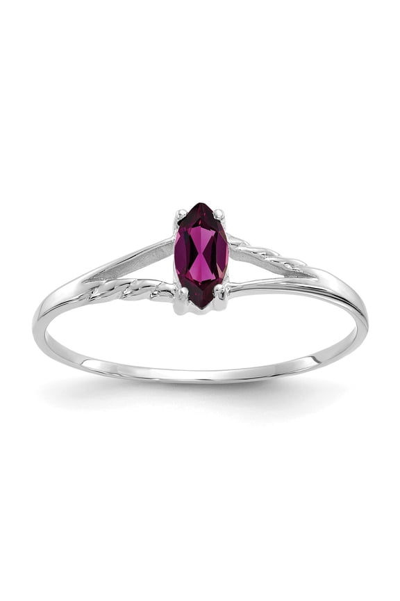 10k White Gold Ring with Stones June Garnet 0.33 ct Polished Genuine Rhodolite Birthstone