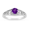 thumbnail image 1 of 10k White Gold Round Amethyst And Diamond Ring, 1 of 8