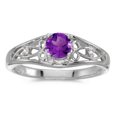 thumbnail image 1 of 10k White Gold Round Amethyst And Diamond Ring, 1 of 1