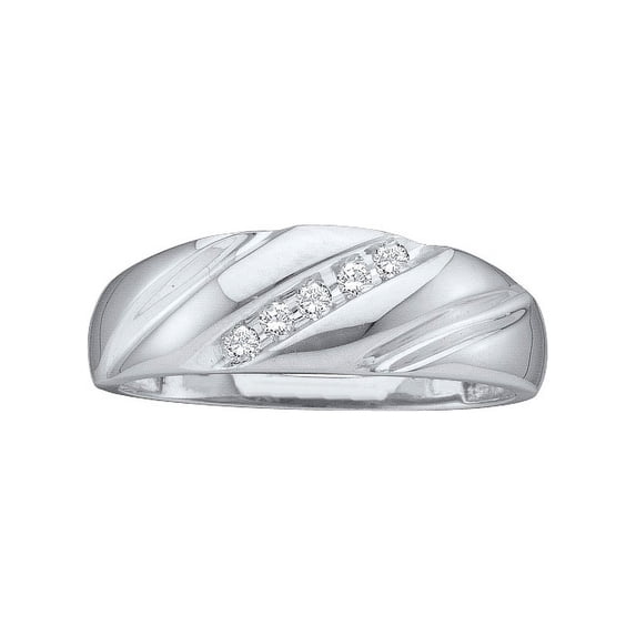 10k White Gold Round Channel-set Diamond Mens Wedding Anniversary Band 1/10 Cttw