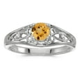 thumbnail image 1 of 10k White Gold Round Citrine And Diamond Ring, 1 of 1