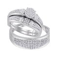thumbnail image 1 of 10k White Gold Round Diamond Cluster His & Hers Matching Trio Wedding Ring Band Set 1/2 Cttw, 1 of 1