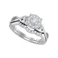 thumbnail image 1 of 10k White Gold Round Diamond Cluster Womens Bridal Wedding Engagement Ring Band Set 1/3 Cttw, 1 of 2