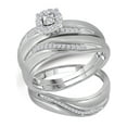 thumbnail image 1 of 10k White Gold Round Diamond Mens Womens Trio Matching Halo Wedding Bridal Ring Set 1/5 Cttw, 1 of 3