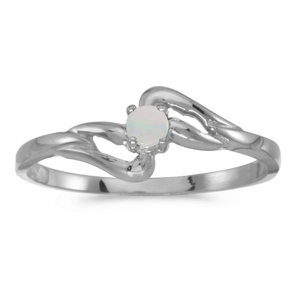 10k White Gold Round Opal Ring