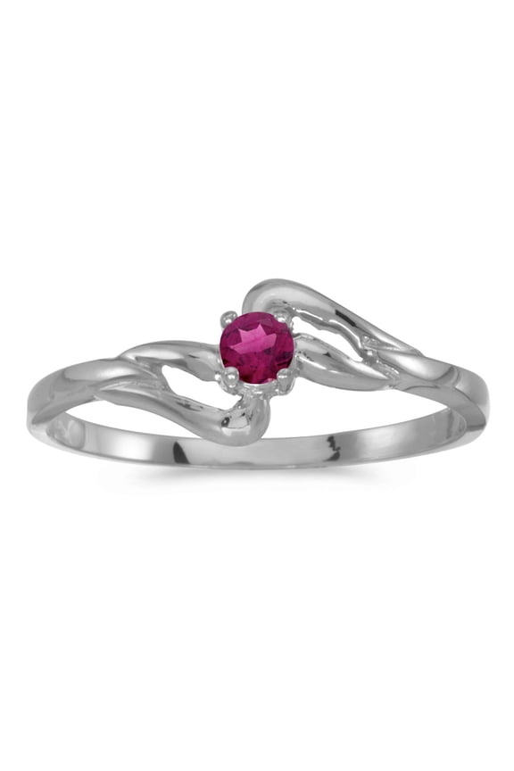 10k White Gold Round Rhodolite Garnet Ring