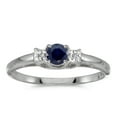 thumbnail image 1 of 10k White Gold Round Sapphire And Diamond Ring, 1 of 2