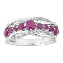 10k White Gold Ruby & 1/6 Carat T.W. Diamond Wave Ring