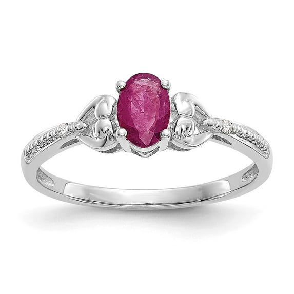10k White Gold Ruby Diamond Ring / Diamond Ctw. 0.01, Gem Ctw.0.39