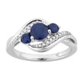thumbnail image 1 of 10k White Gold Sapphire & 1/10 Carat T.W. Diamond 3-Stone Ring, 1 of 3