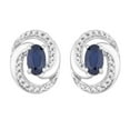 thumbnail image 1 of 10k White Gold Sapphire & 1/10 Carat T.W. Diamond Swirl Stud Earrings, 1 of 2
