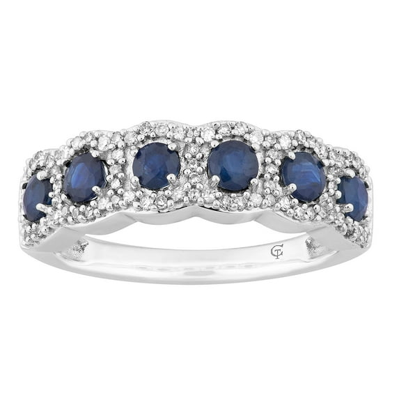 10k White Gold Sapphire & 1/4 Carat T.W. Diamond 6-Stone Ring