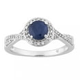 thumbnail image 1 of 10k White Gold Sapphire & 1/4 Carat T.W. Diamond Halo Ring, 1 of 3