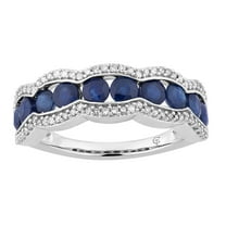 10k White Gold Sapphire & 1/4 Carat T.W. Diamond Ring