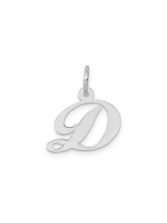 10k White Gold Script Initial D Pendant for Women, Dainty Cursive Letter Charm, Lightweight Personalized Jewelry, Modern Alphabet Necklace Accessory