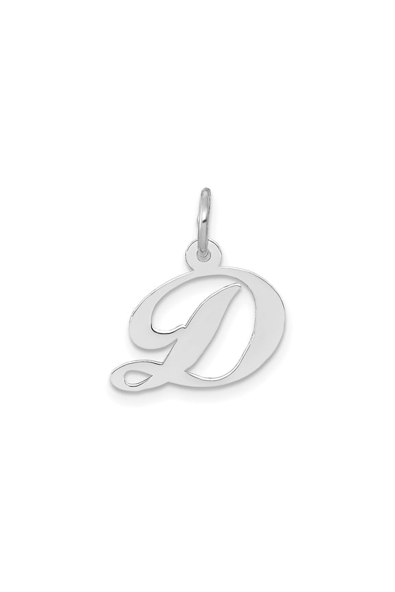 10k White Gold Script Initial D Pendant for Women, Dainty Cursive Letter Charm, Lightweight Personalized Jewelry, Modern Alphabet Necklace Accessory