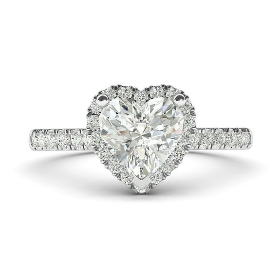 10k White Gold Simulated Heart-shaped Diamond Halo Engagement Ring with Side Stones Promise Bridal Ring (7)