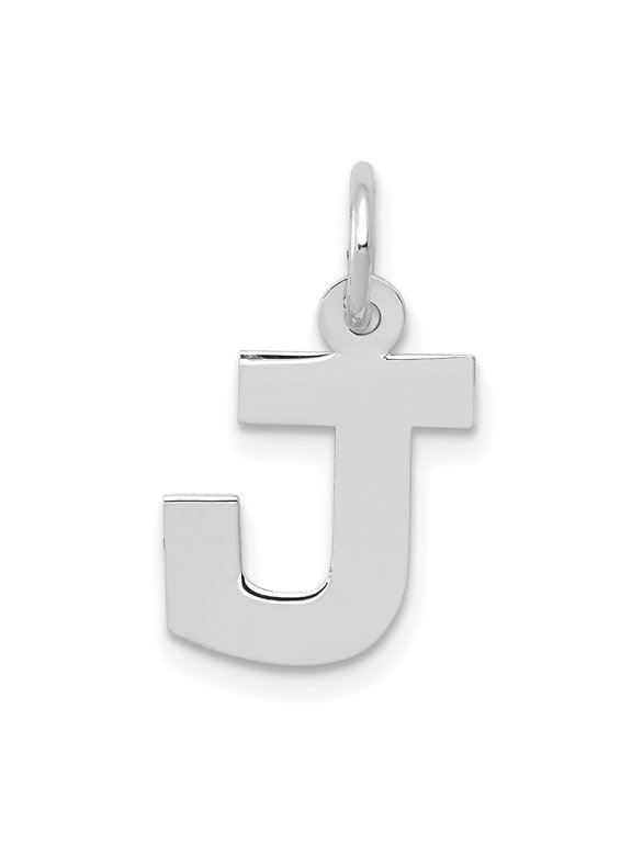 10k White Gold Small Block Initial J Charm