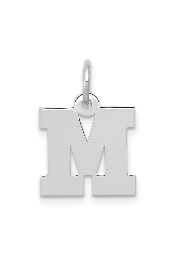 Finest Gold 10K White Gold Small Block Initial M Charm
